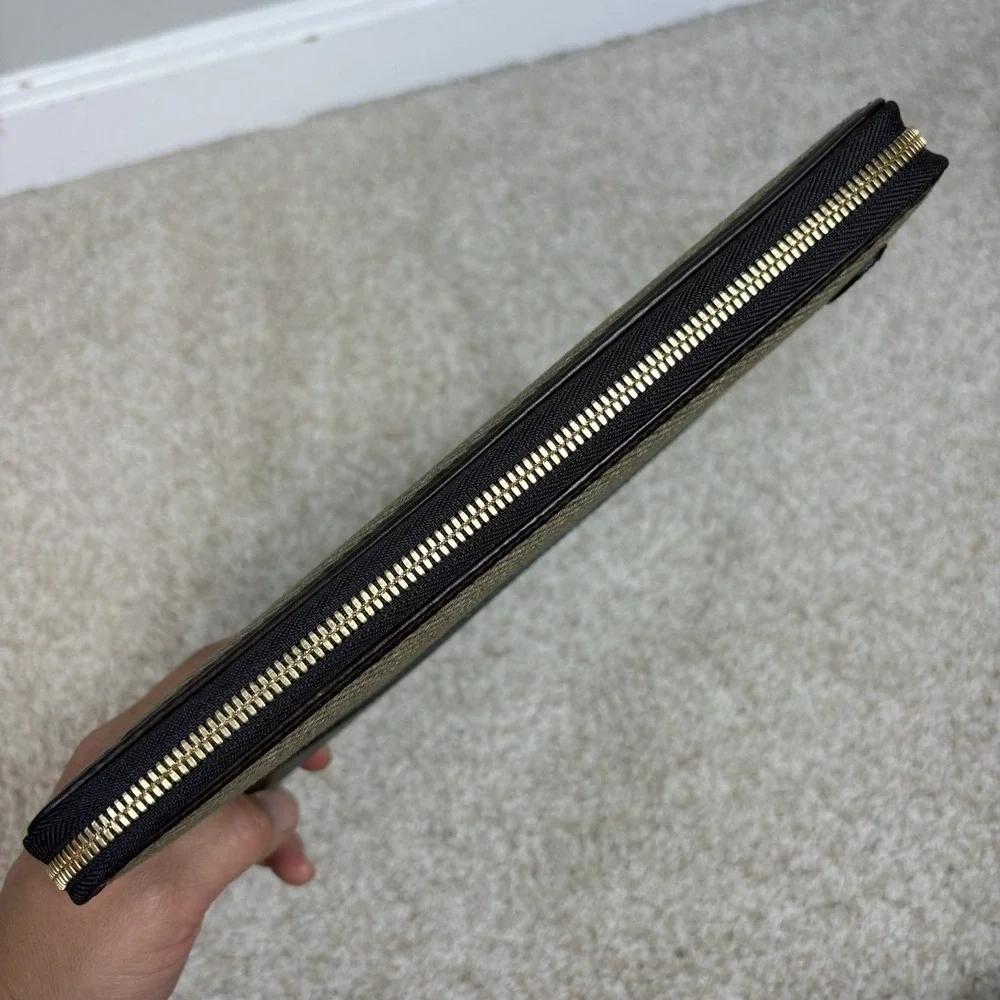 New‎ Hunting World Long Wallet Travel Leather Canvas Italy Made